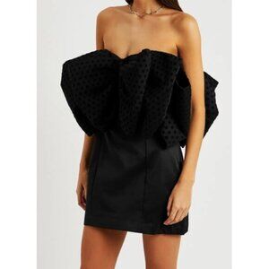 Rotate Birger Christensen Natalie Dress Black Bow Strapless Tube Cocktail Mini 2